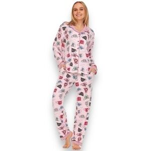 NWT Flora Nikrooz Ladies Size L (10-12) PJ Set Tea Time Print